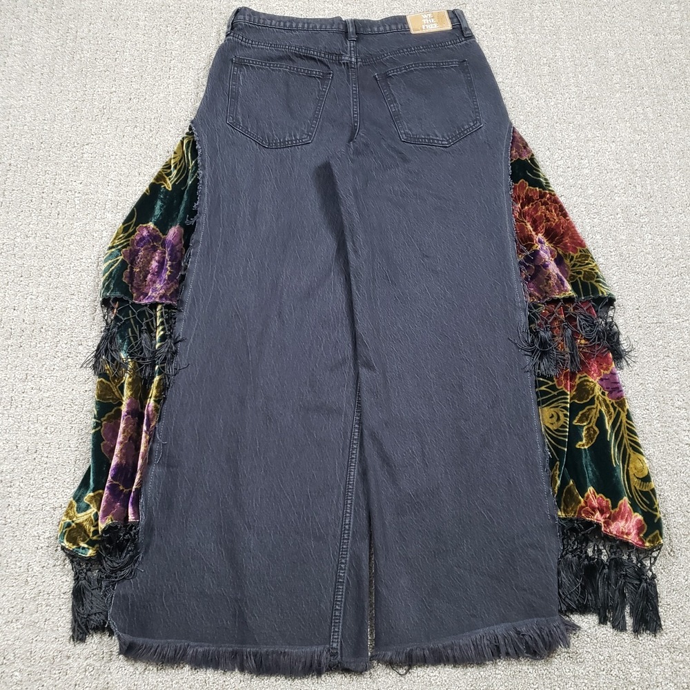 We the Free People Jeans 28 (33x29) Black Just Frills Low-Rise Wide-Leg Boho - Picture 7 of 16
